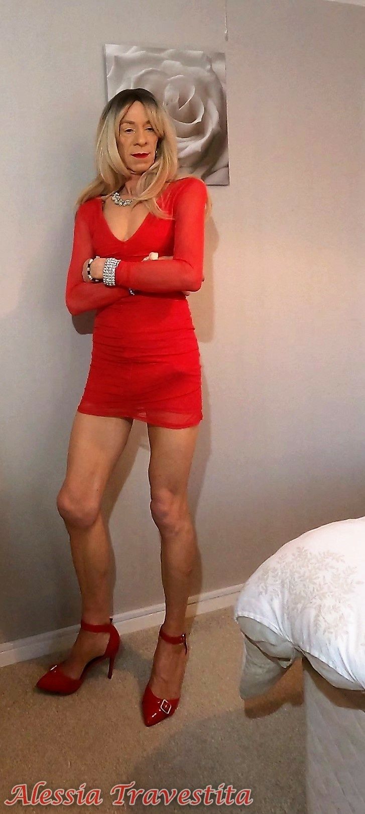 64 Alessia Travestita in Sheer Red Dress #21