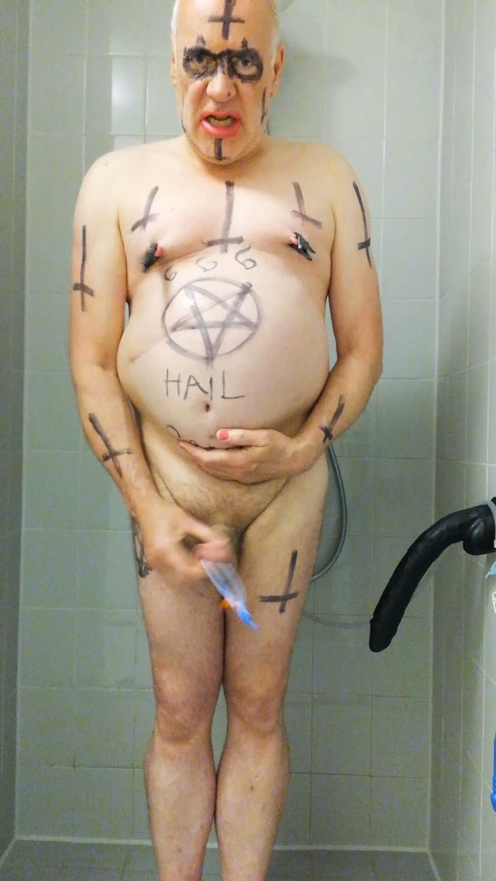 Satan slave takes a delicious urine enema #26