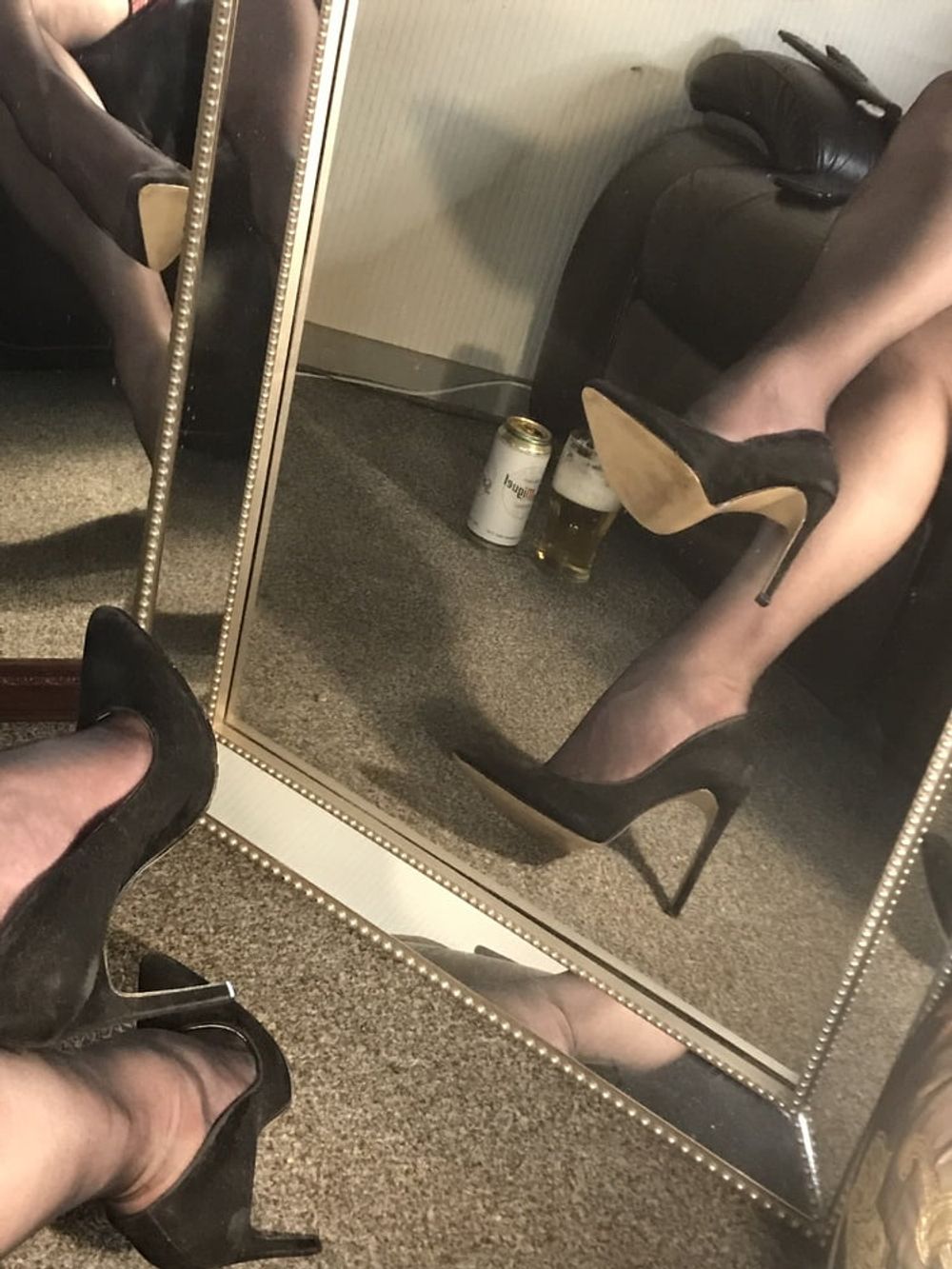 Heels nylons cock