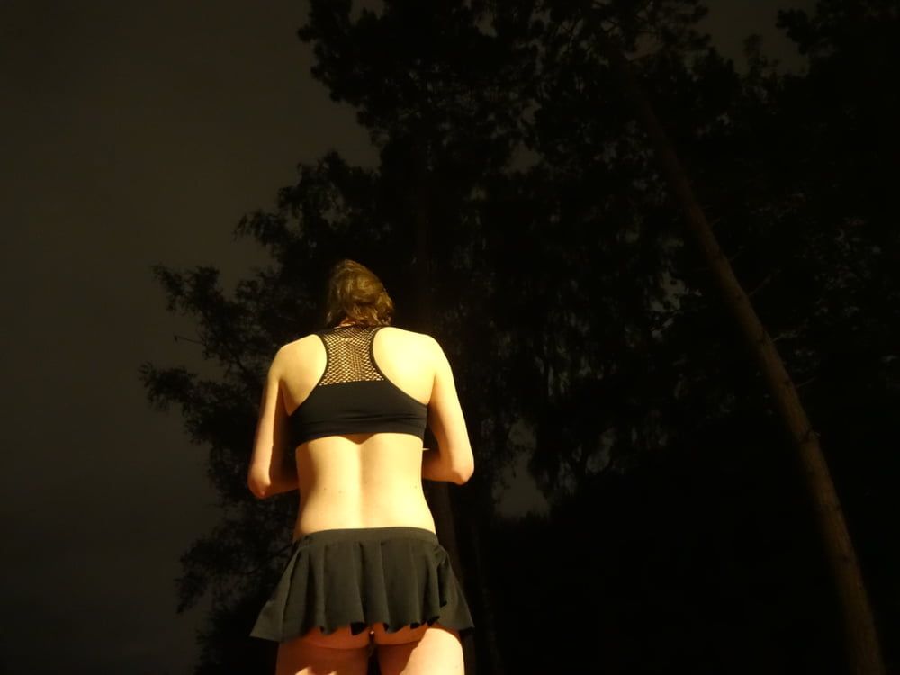 Showing off my new sissy collar outdoors at night #3