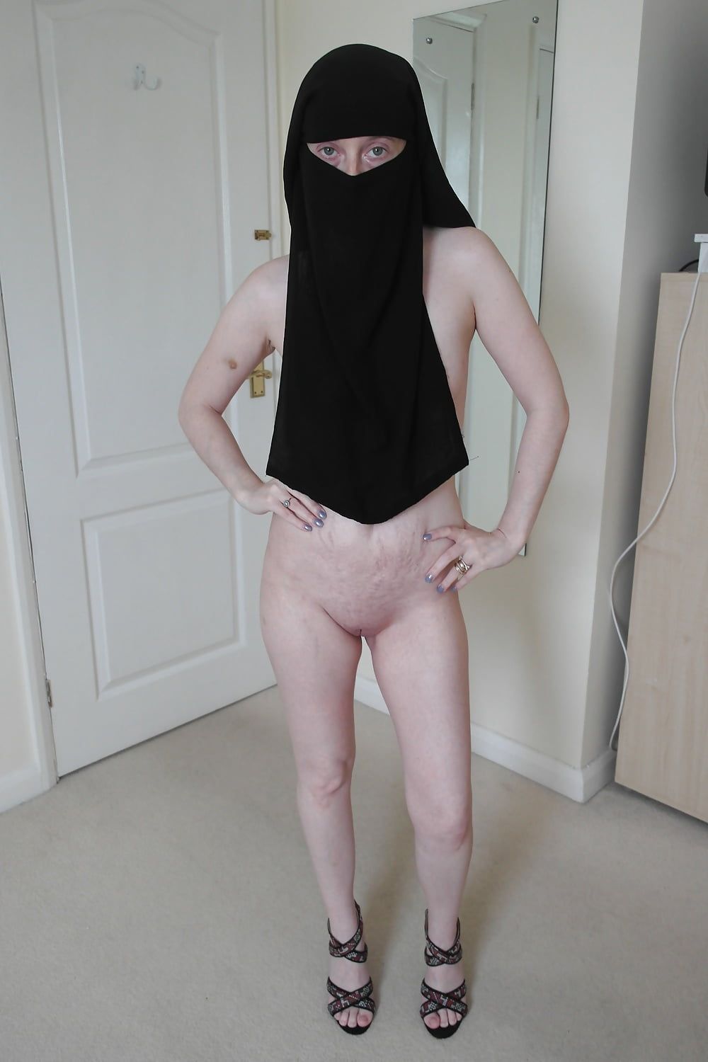 British wife Naked in Black Niqab  #17