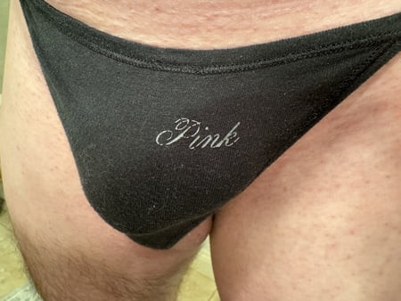 Cock in black thong