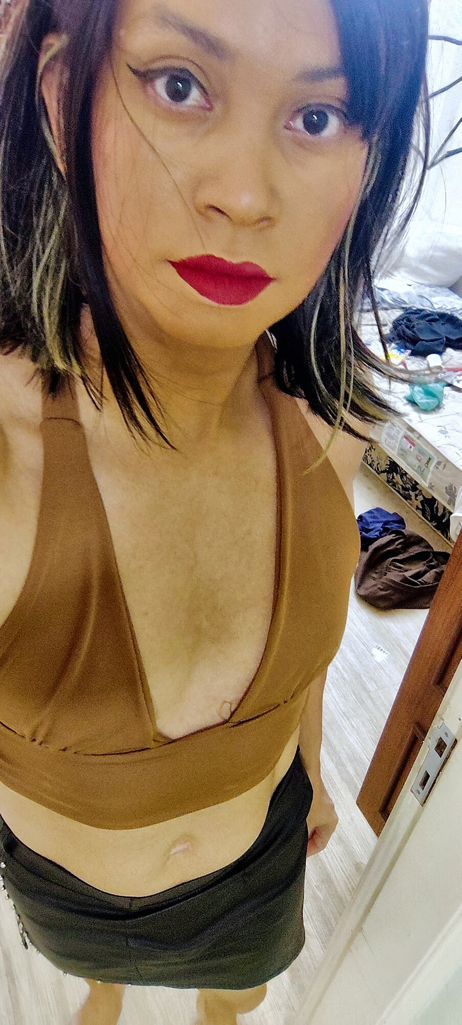 Crossdresser in brown top #20