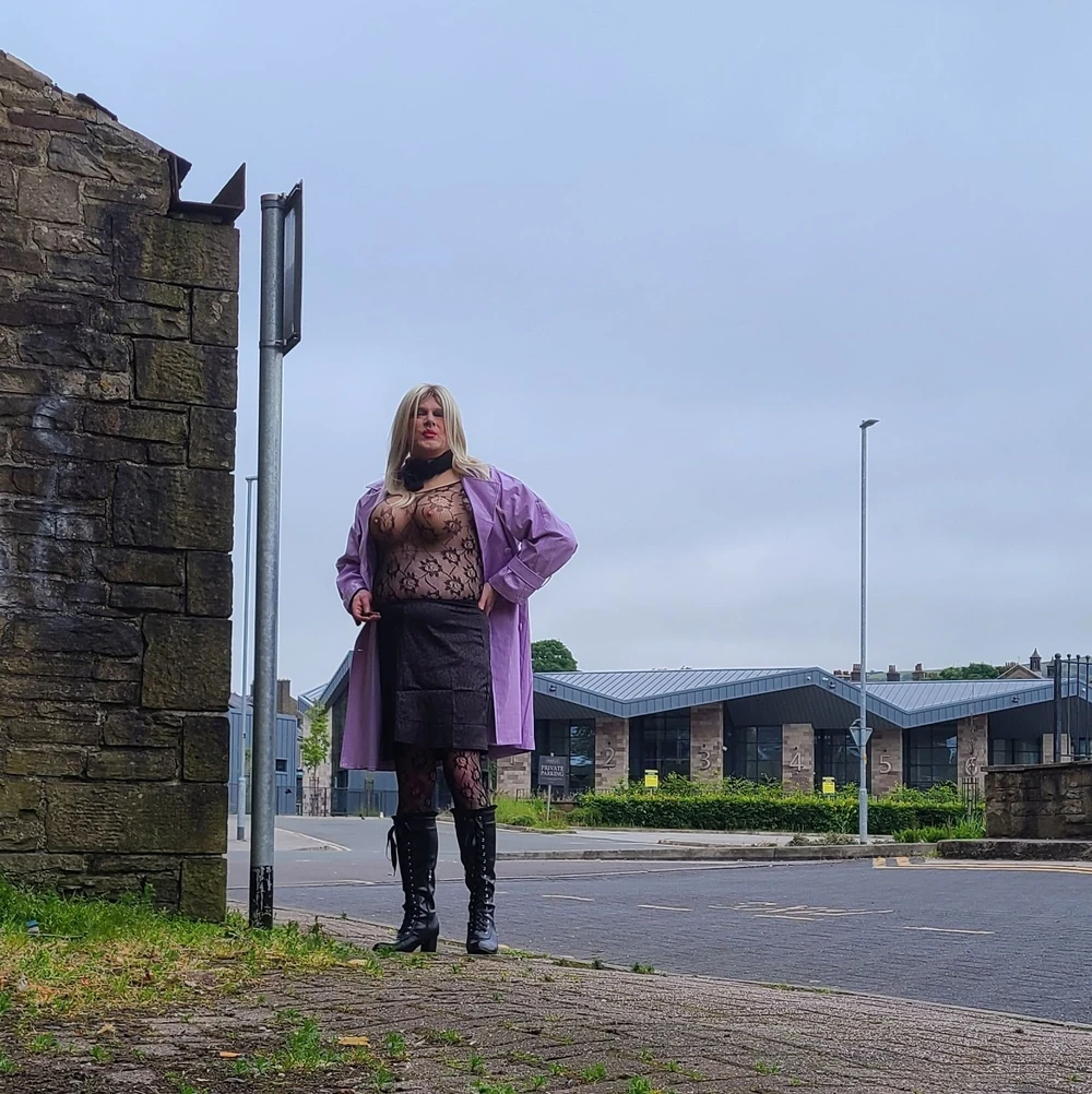Sissy outdoors in Rawtenstall Lancashire