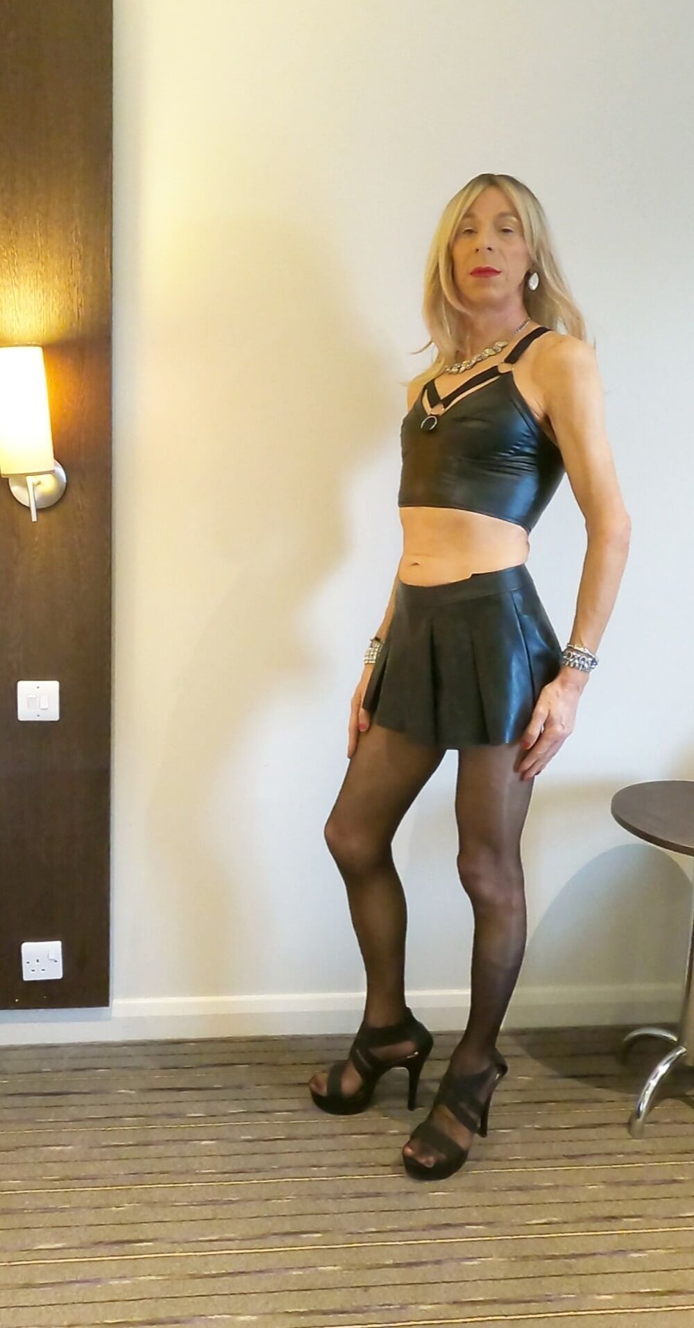 151 Alessia Travestita - Black Leather Miniskirt #20