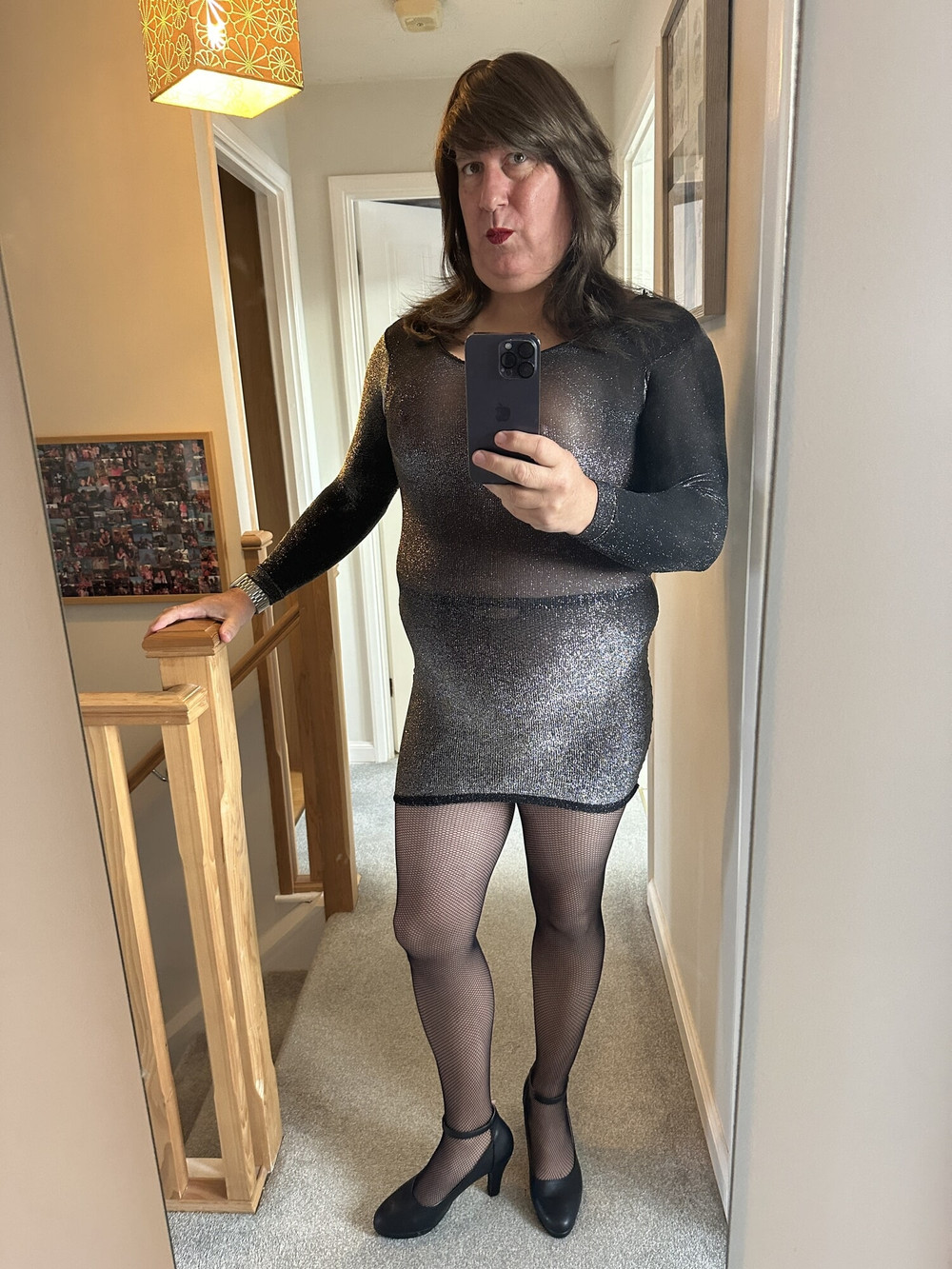 sexy sissy with hard cock in Fishnets Pantyhose #2