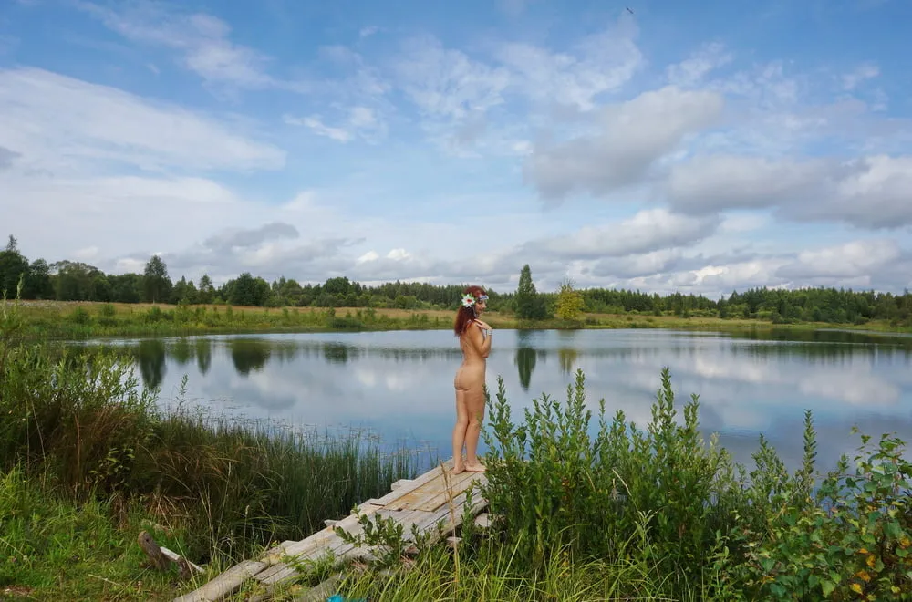 Nude on planked footway #38