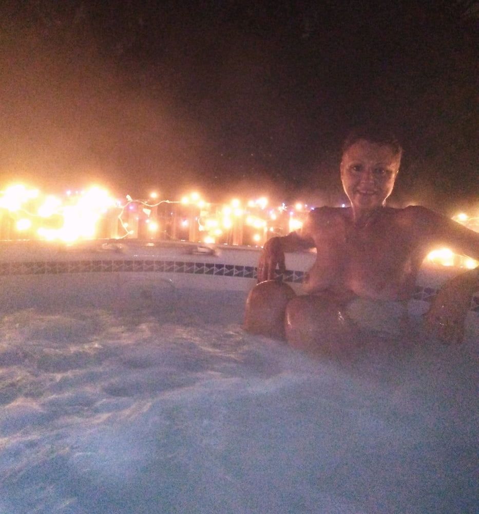 Nighttime hot tub fun #13