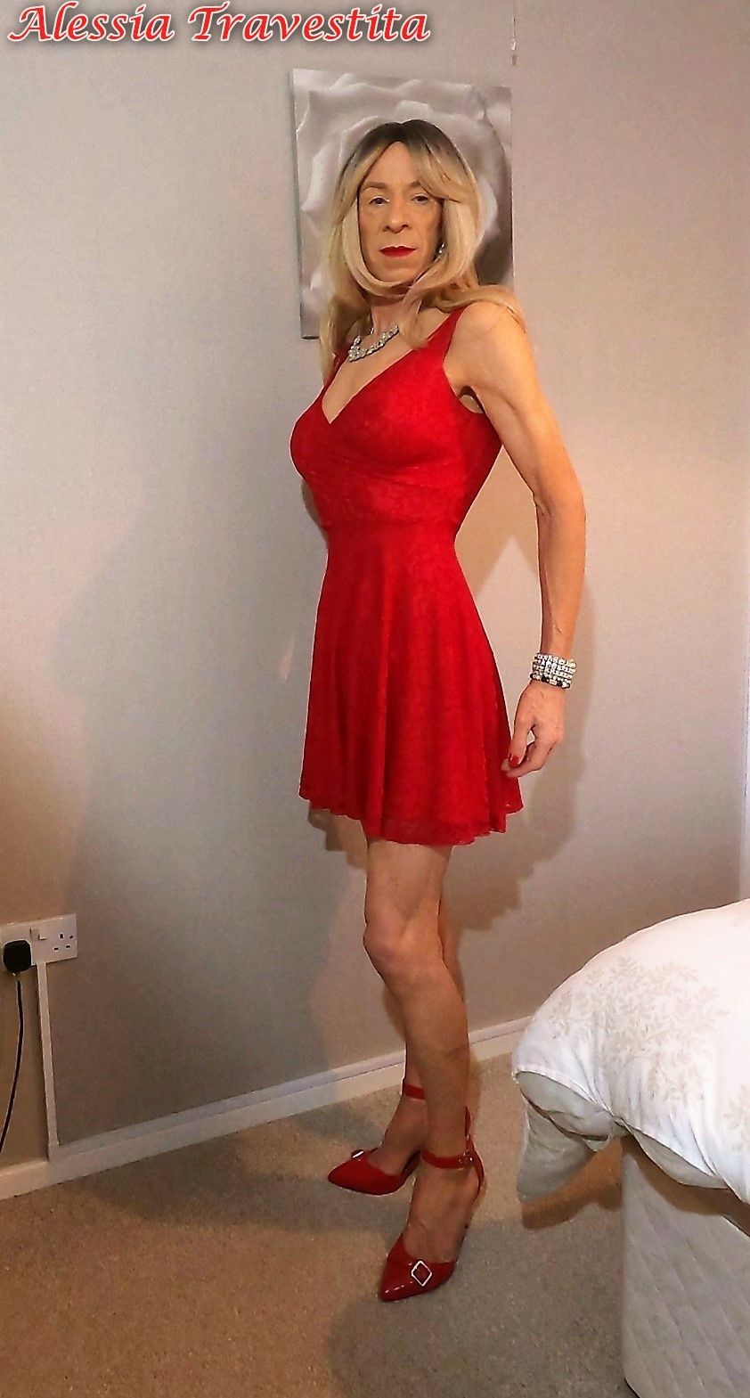 65 Alessia Travestita in Flirty Red Dress #8