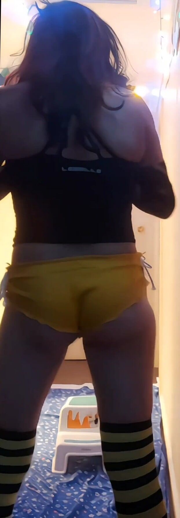 My little dangling shecock and yellow shorts #29