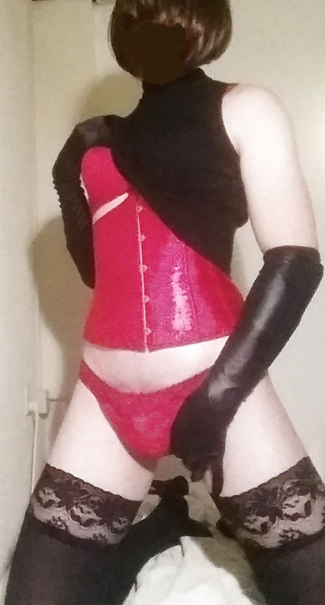 Sexy sissy posing in corset #12