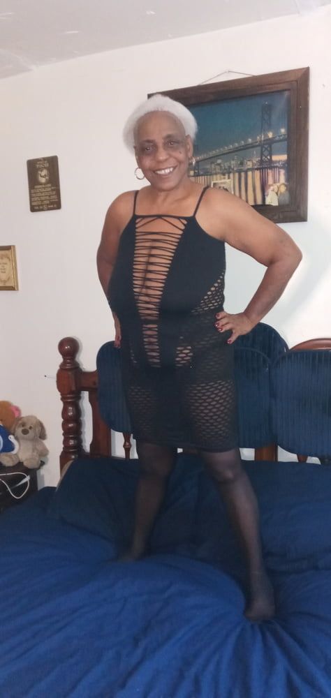 Wife Dressed In Black Crotchless Pantyhose #2