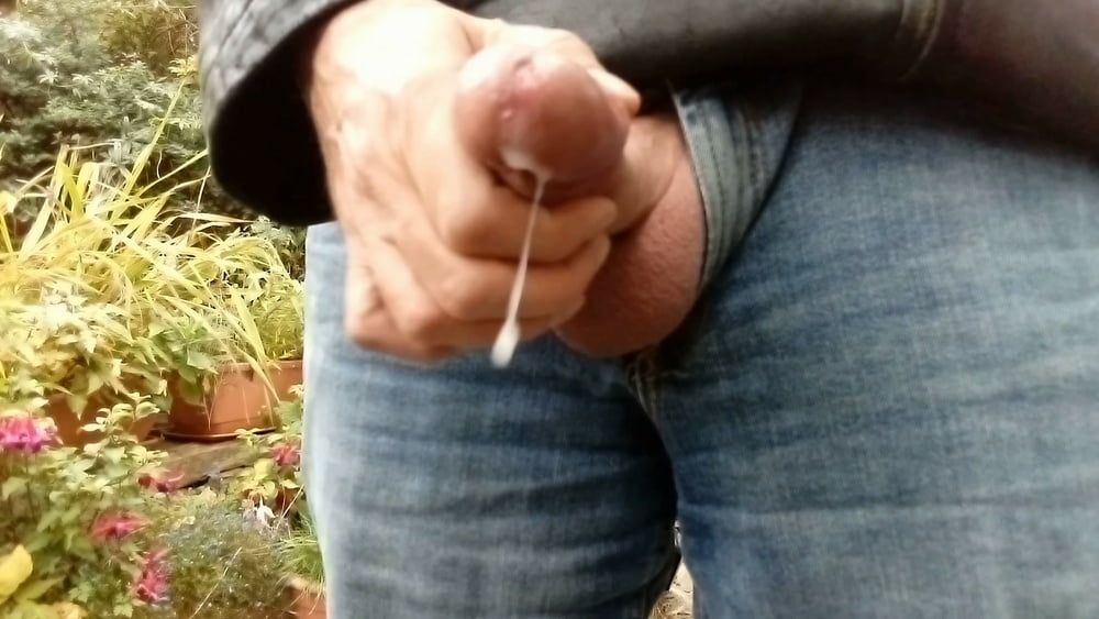 Outdoor Masturbation, Big Cumshot, Leather Jacket and Jeans #3