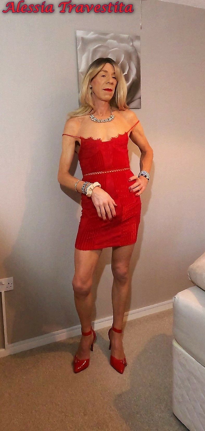66 Alessia Travestita in Red Velvet Dress #22