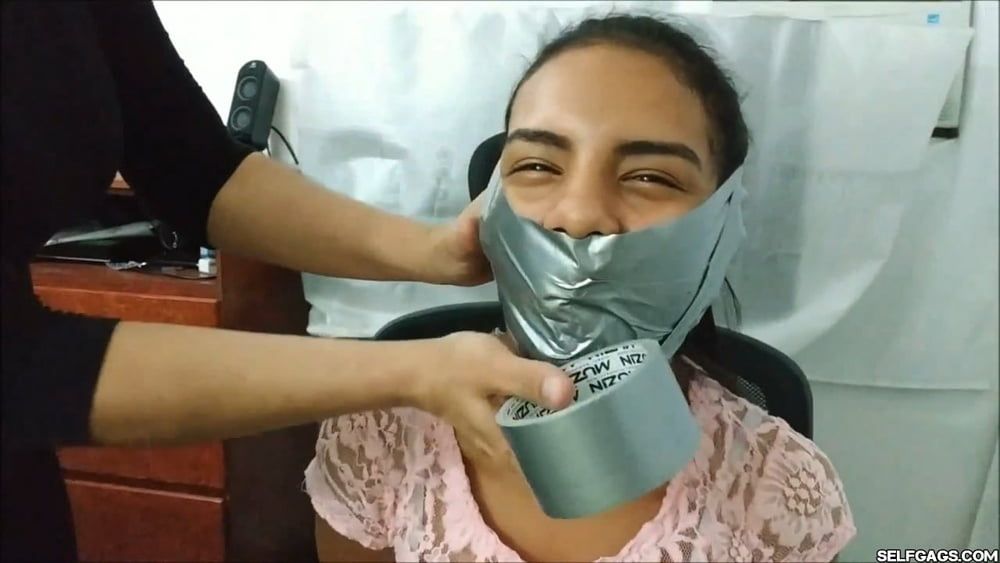 Petite Girl Silenced With BIG Tape Gag! - Selfgags #11