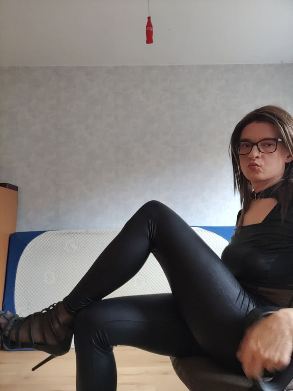 Black leggings, Black stockings and Black high heels