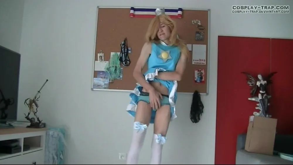 Crossdress cosplay Tennis Rosalina panties and anal show #35