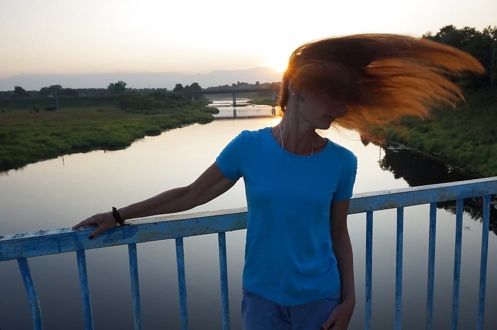 Flamehair in evening on the bridge #5
