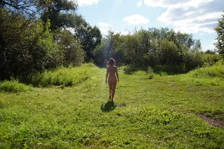 nude on green grass         