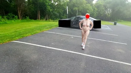 naked parking lot walk         