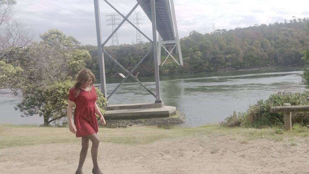 Crossdess Road Trip Red Dress follow the river #31