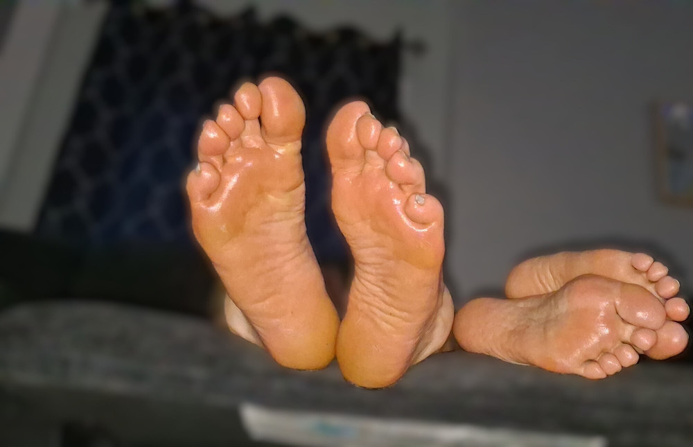 rub you hard dick all over our oiled soft soles #12