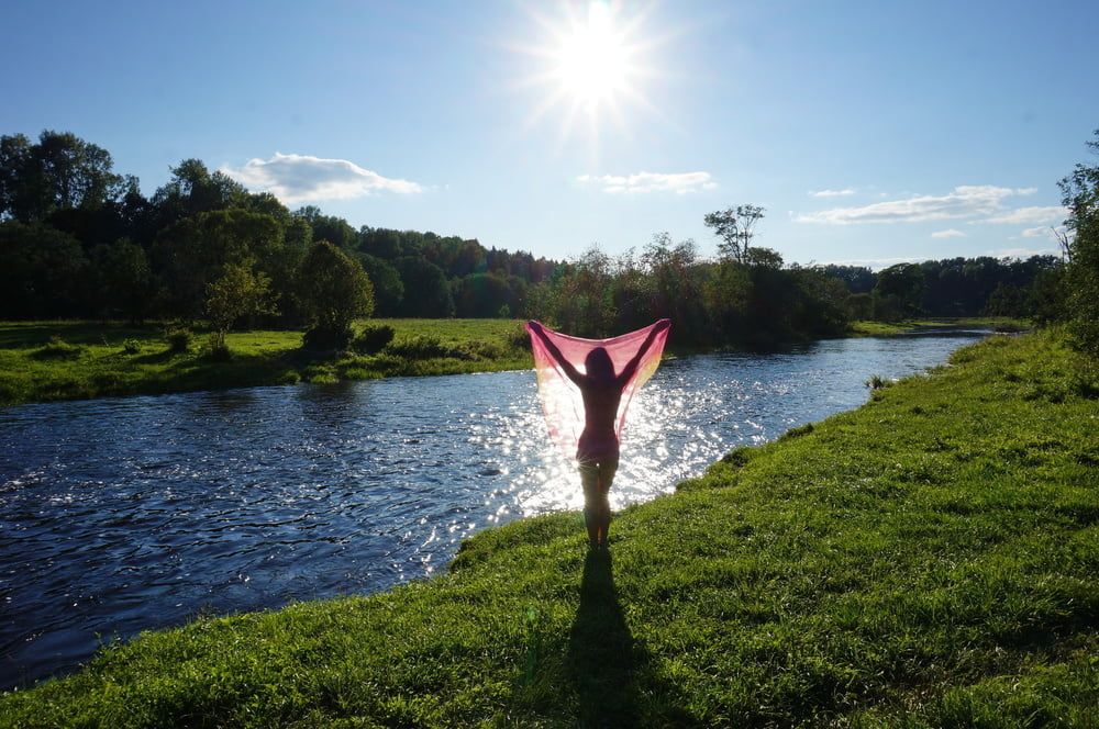 On the Beach with Pink Shawl #22