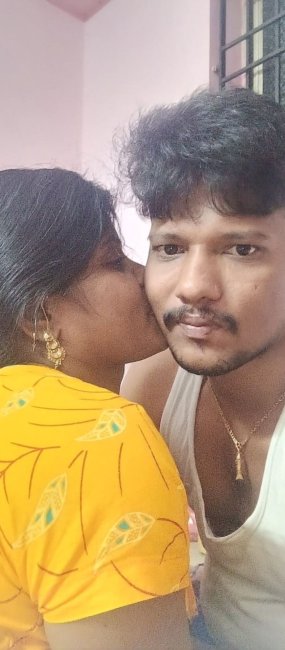 Indian wife and husband kissing #5