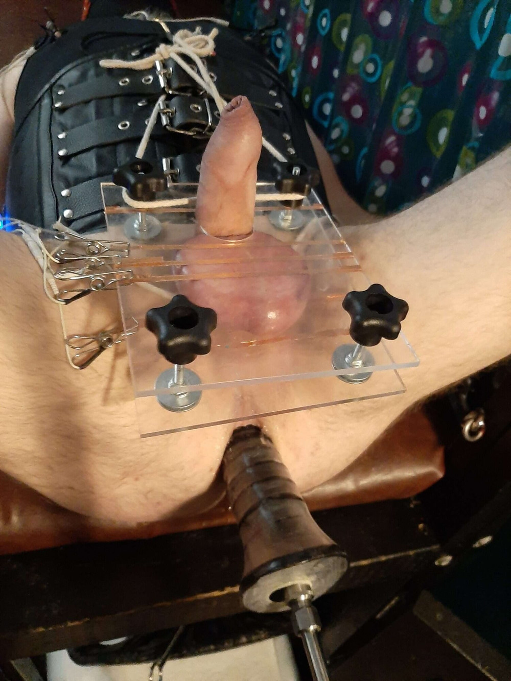 Leather Bondage Sack & CBT Ball Press with Sounding #2