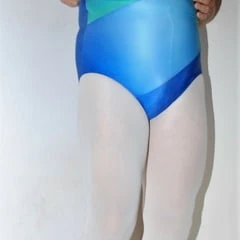 Swimsuite blue with tights white