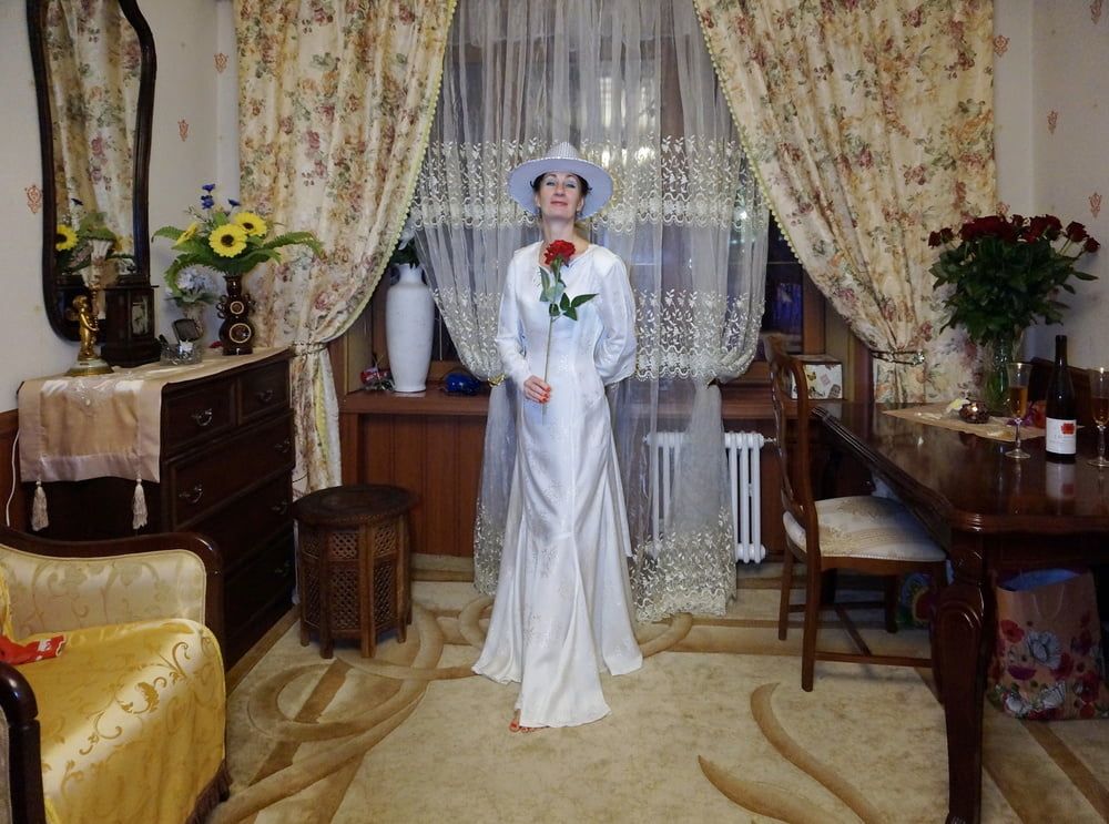 In Wedding Dress and White Hat #14
