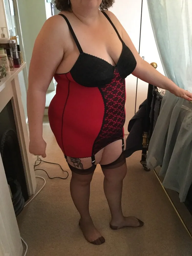 Pin up dress and corset stockings 