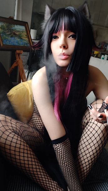 Succubus Babe smoking in fishnets #3