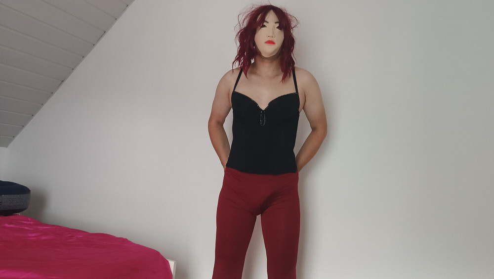 Sexy pics red pants and  black top #14