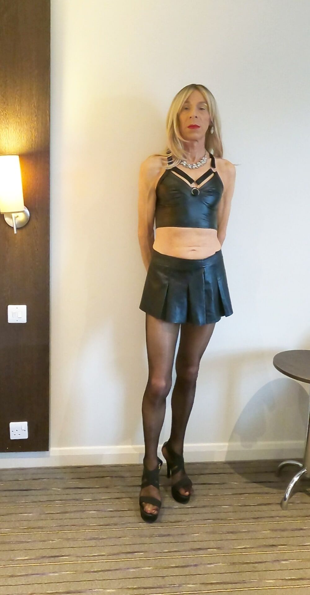 151 Alessia Travestita - Black Leather Miniskirt #22