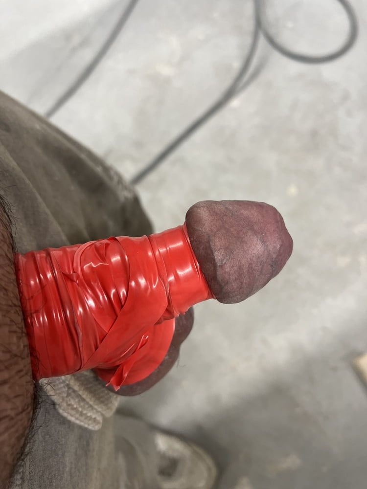 Cock and ball fun with tape and cable ties #7