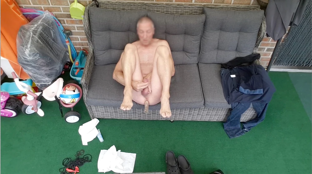 outdoor exhibitionist sexshow with dildo assfucking cumshot #6