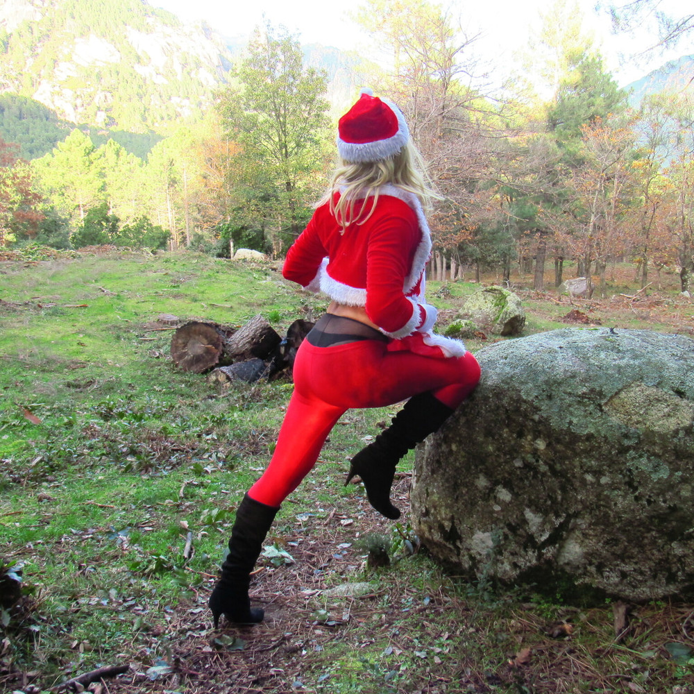 Shy snowflake shows off her ass in stockings. #45