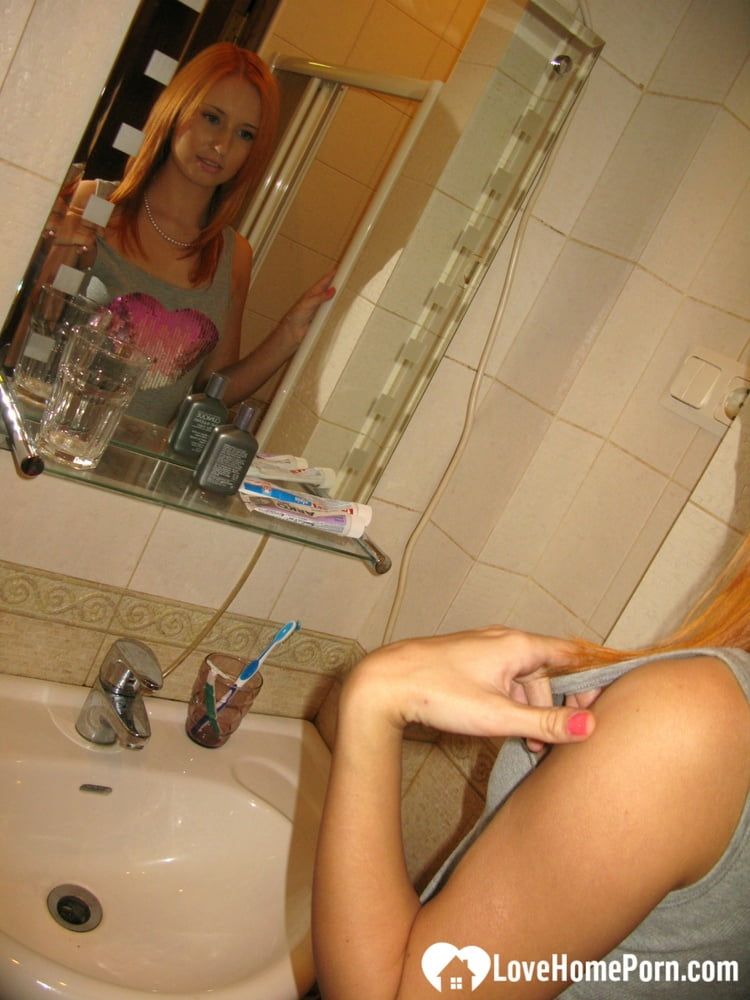 Redhead taking some hot selfies before showering #18