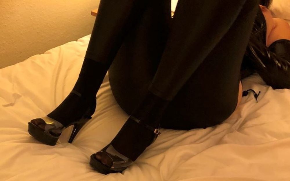 Heels, Leggings, Corset and Blowjob #44