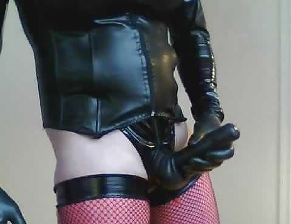 Latex and leather crossdresser #16