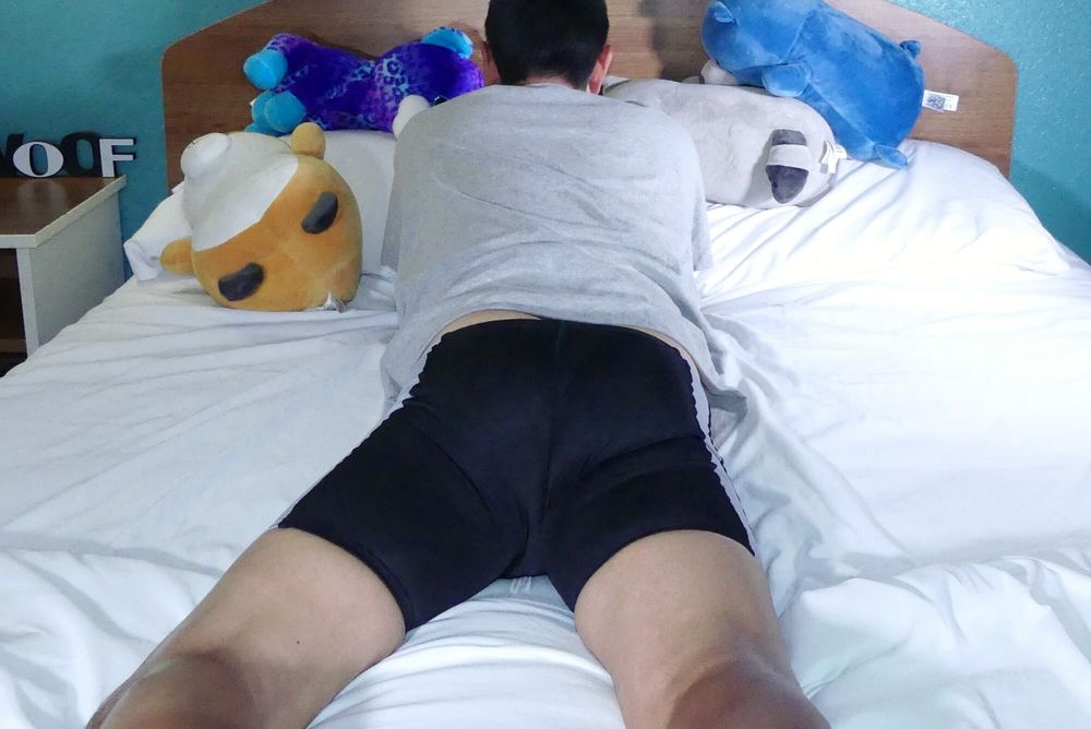 Hot asian gay showing off his tight butt wearing shorts and  #28