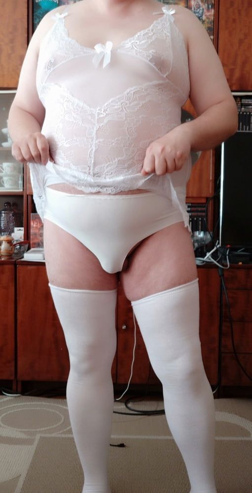 sissy posing in white set #32