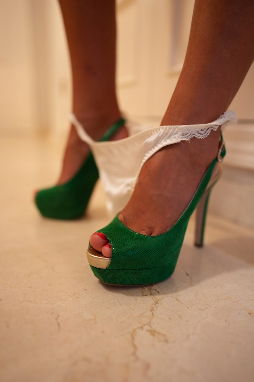 Tina strip teasing in heels and licking her own panties... #41