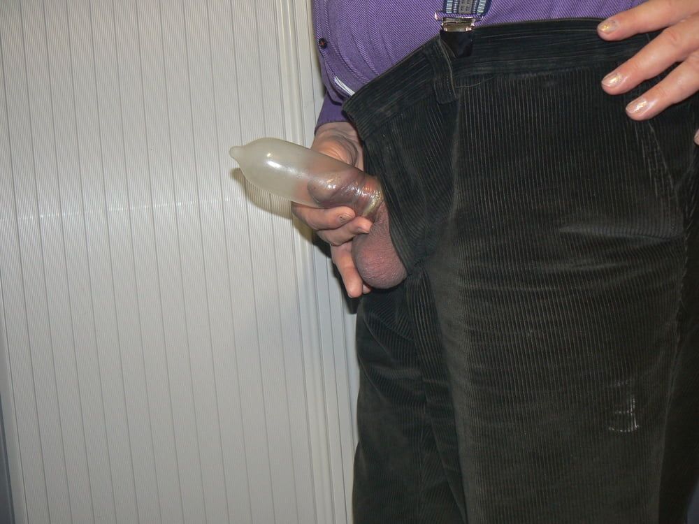 My little cock in large condom