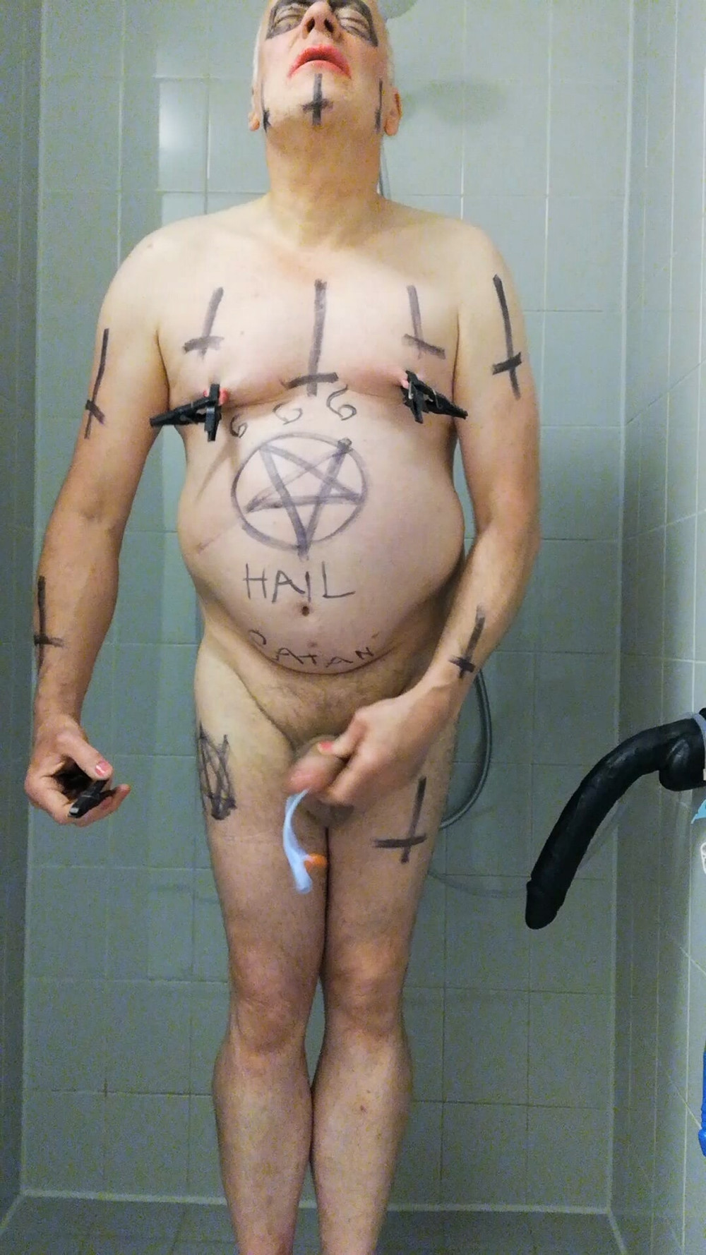Satan slave takes a delicious urine enema #21