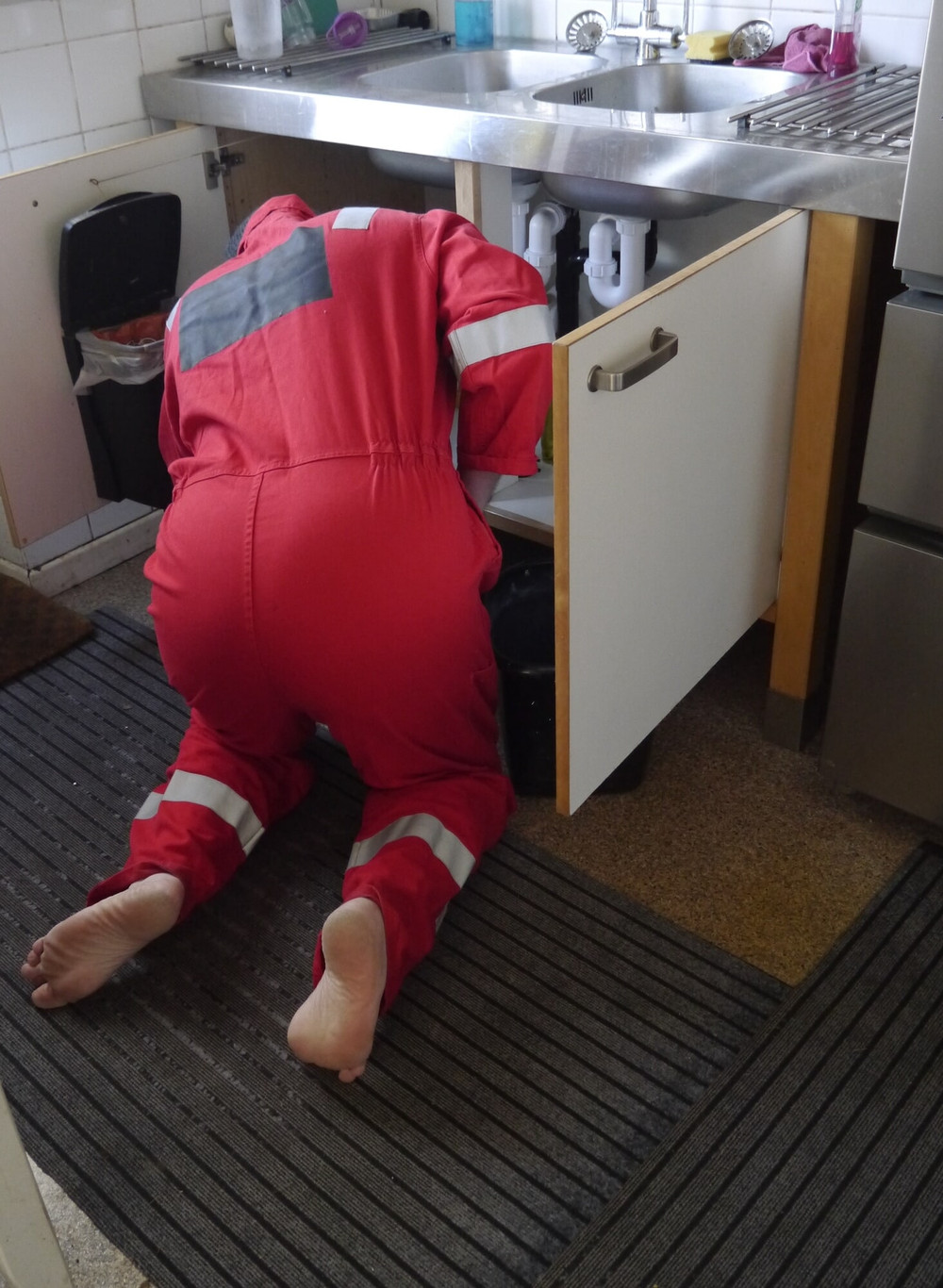 Plumber strips from overalls. #2