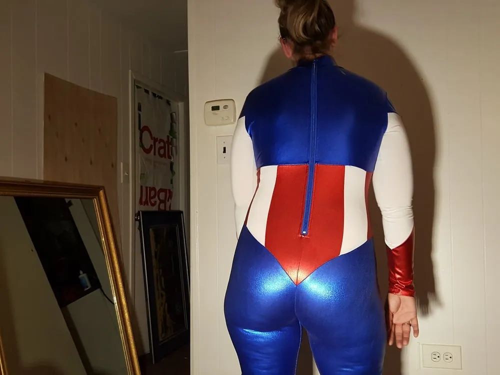 Lexi In A Shiny Spandex Superhero Costume