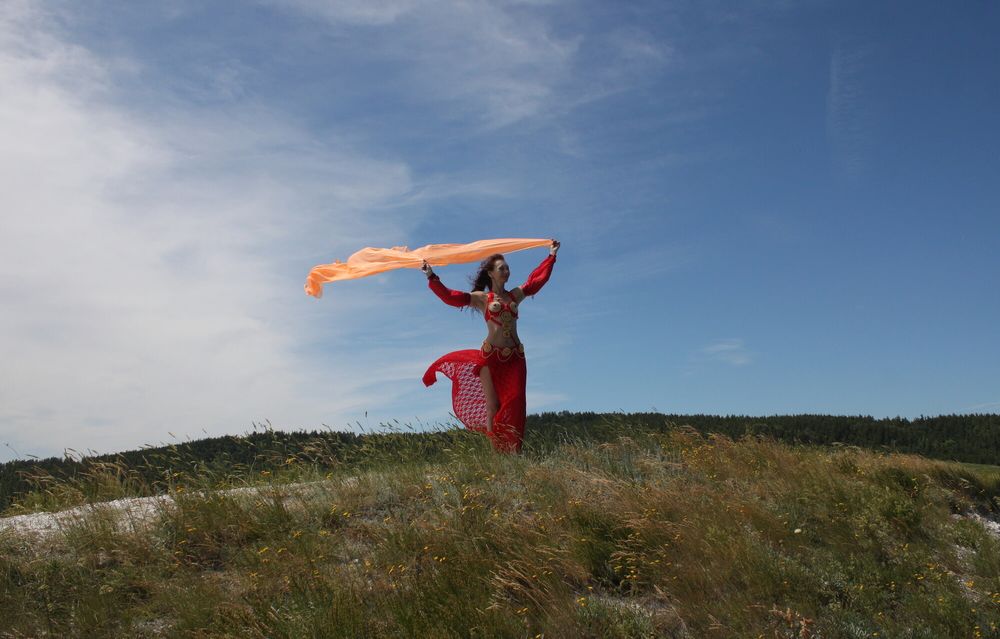 On top with an orange shawl #24