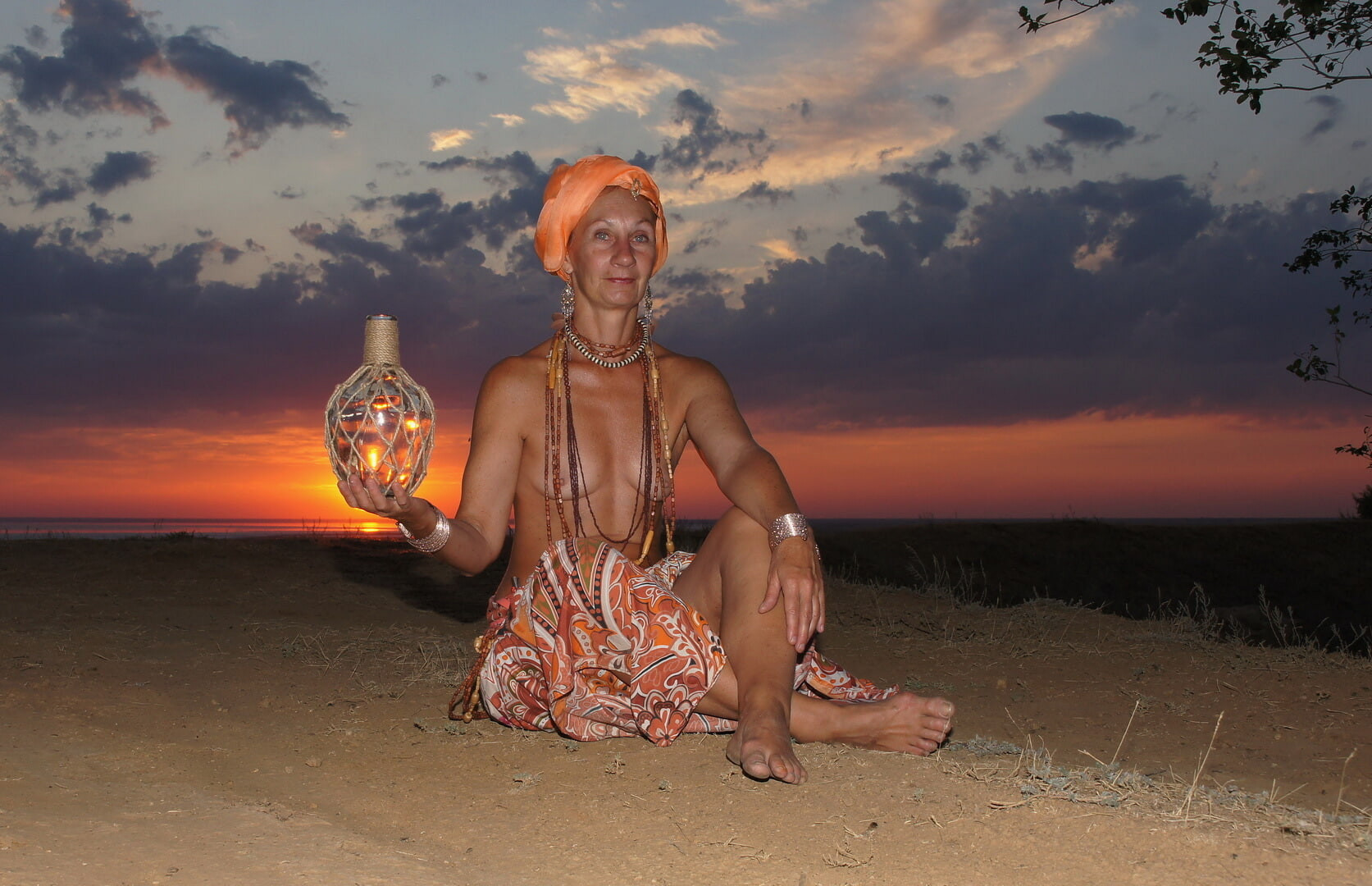 With a jug in the sunsetting sun #34